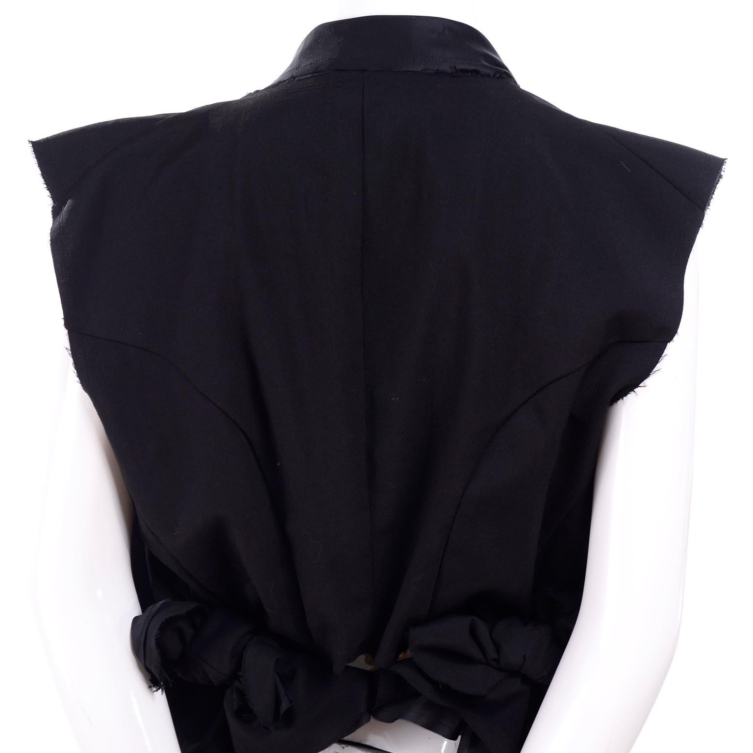 Black Wool Comme des Garcons Vest / Gilet Layered & Deconstructed w/ Raw Edges 3