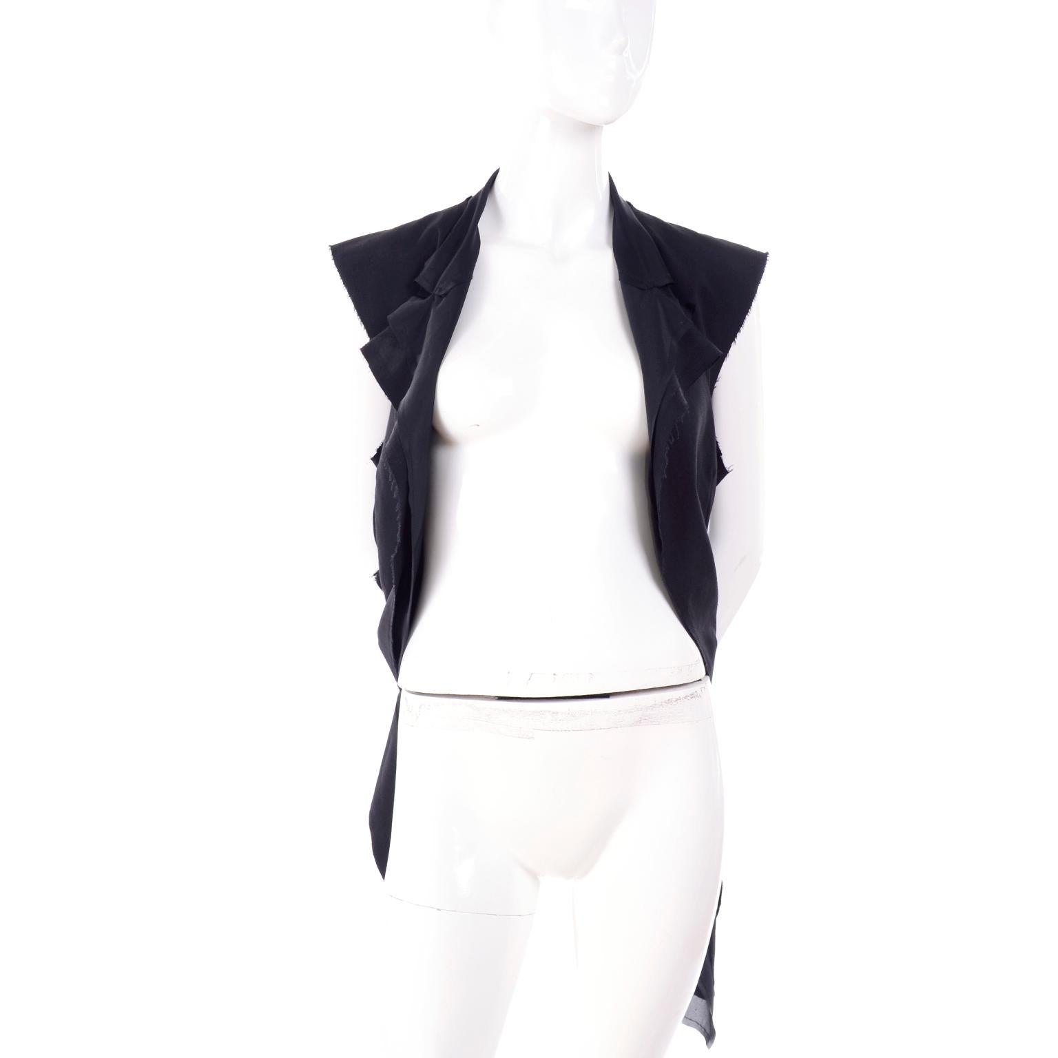 Black Wool Comme des Garcons Vest / Gilet Layered & Deconstructed w/ Raw Edges 6
