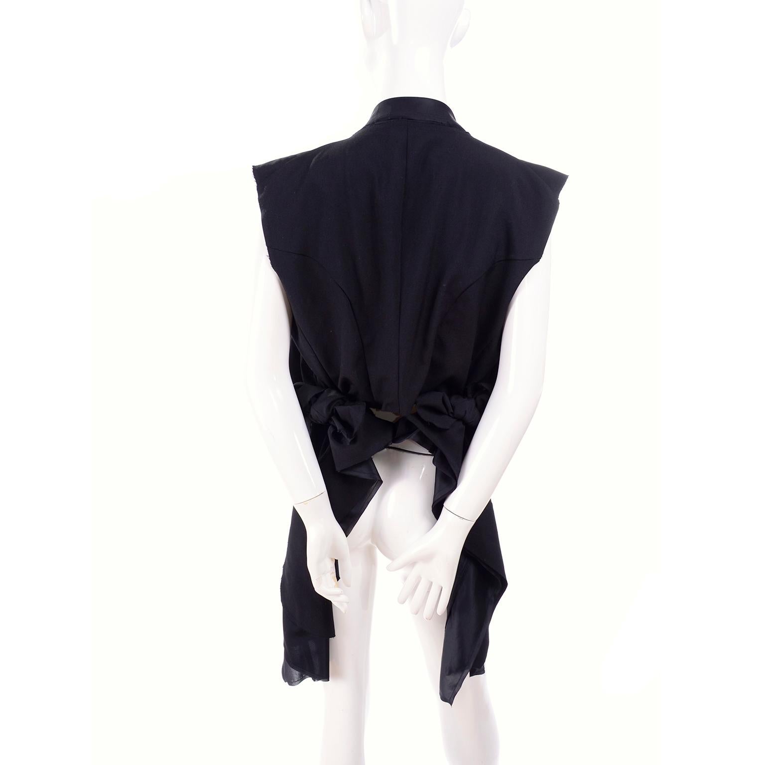 Black Wool Comme des Garcons Vest / Gilet Layered & Deconstructed w/ Raw Edges 2