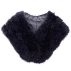 Retro Black Marabou Feather Stole Evening Wrap 