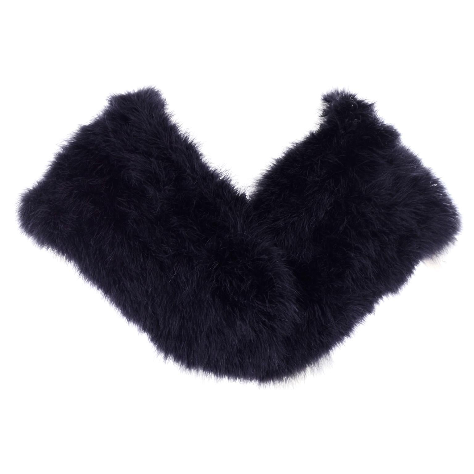 Vintage Black Marabou Feather Stole Evening Wrap 2
