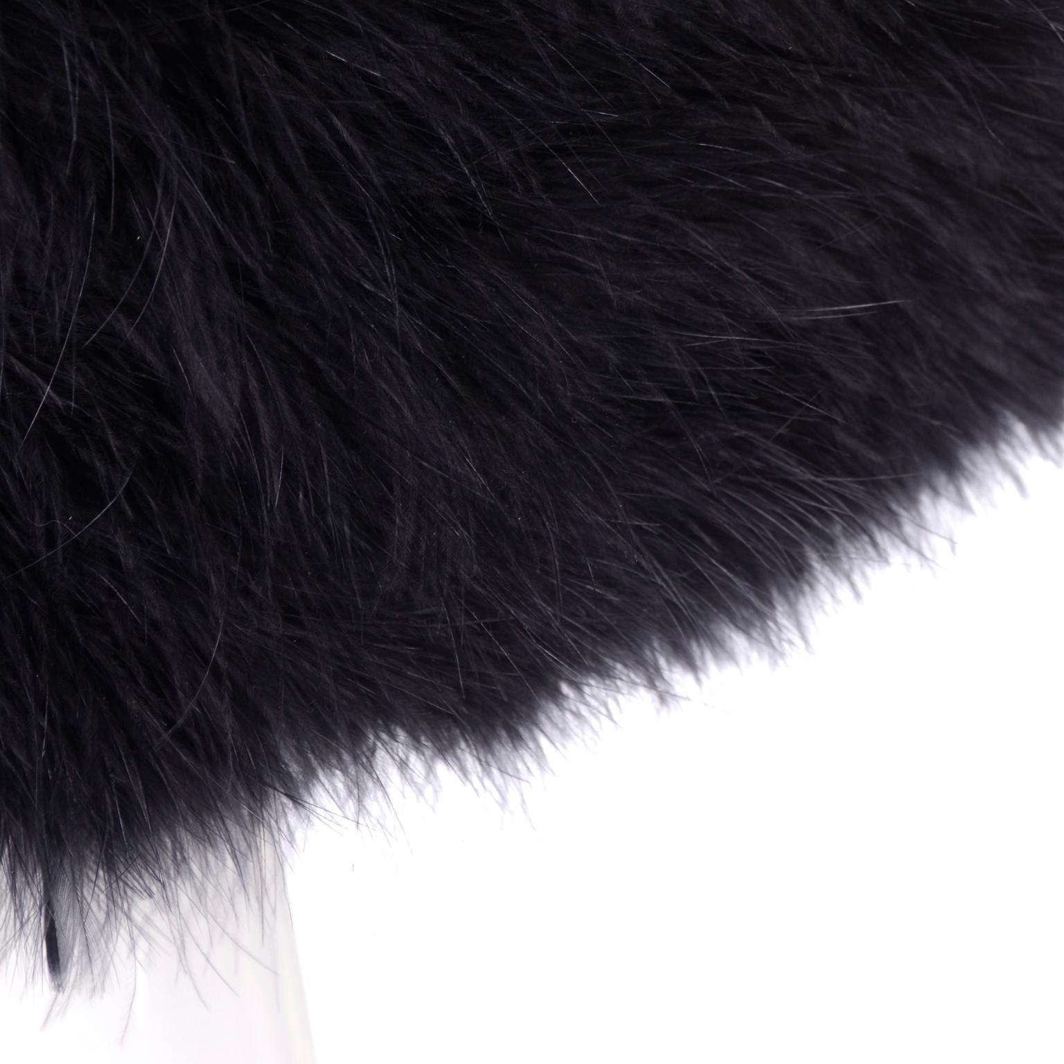 Vintage Black Marabou Feather Stole Evening Wrap 1