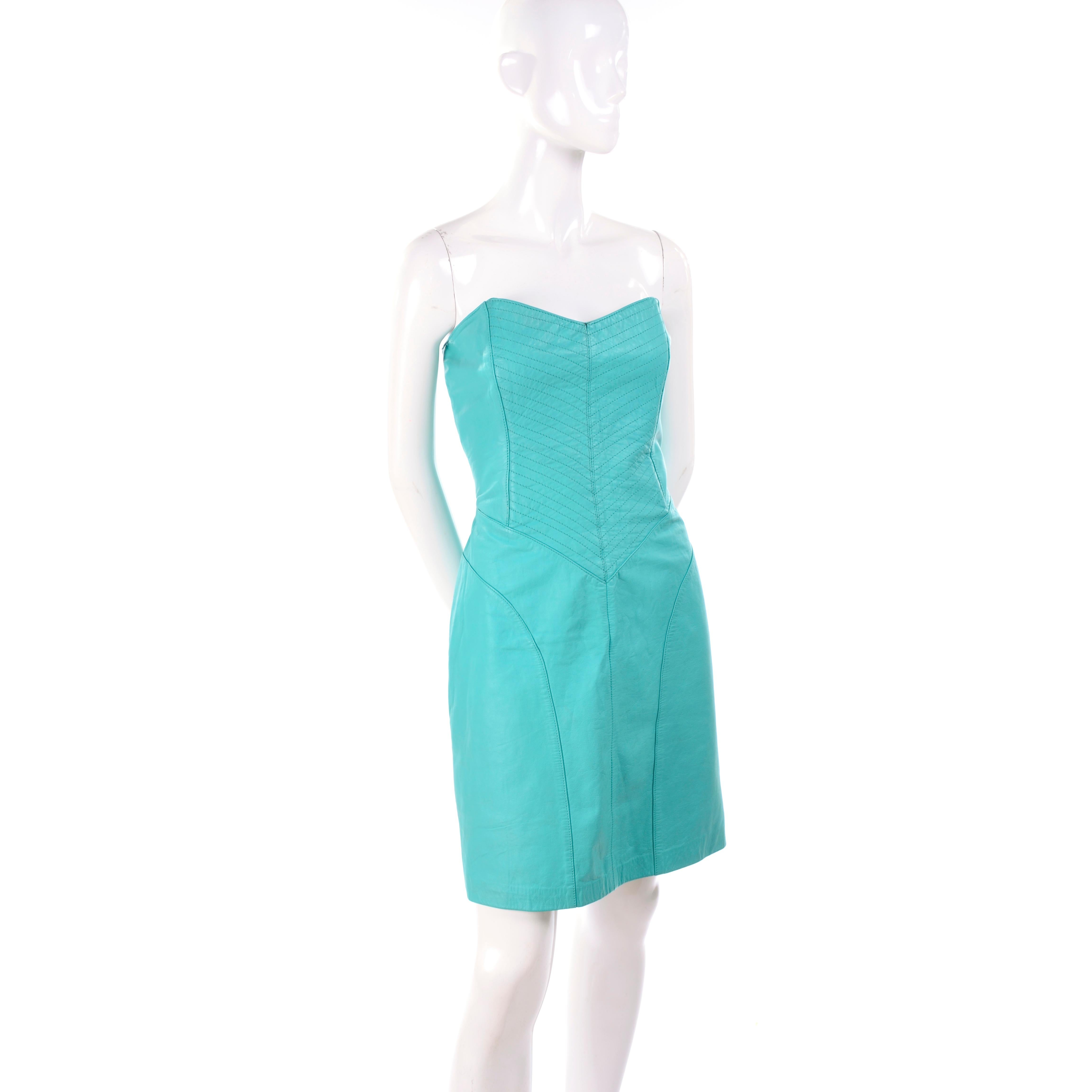 strapless turquoise dress