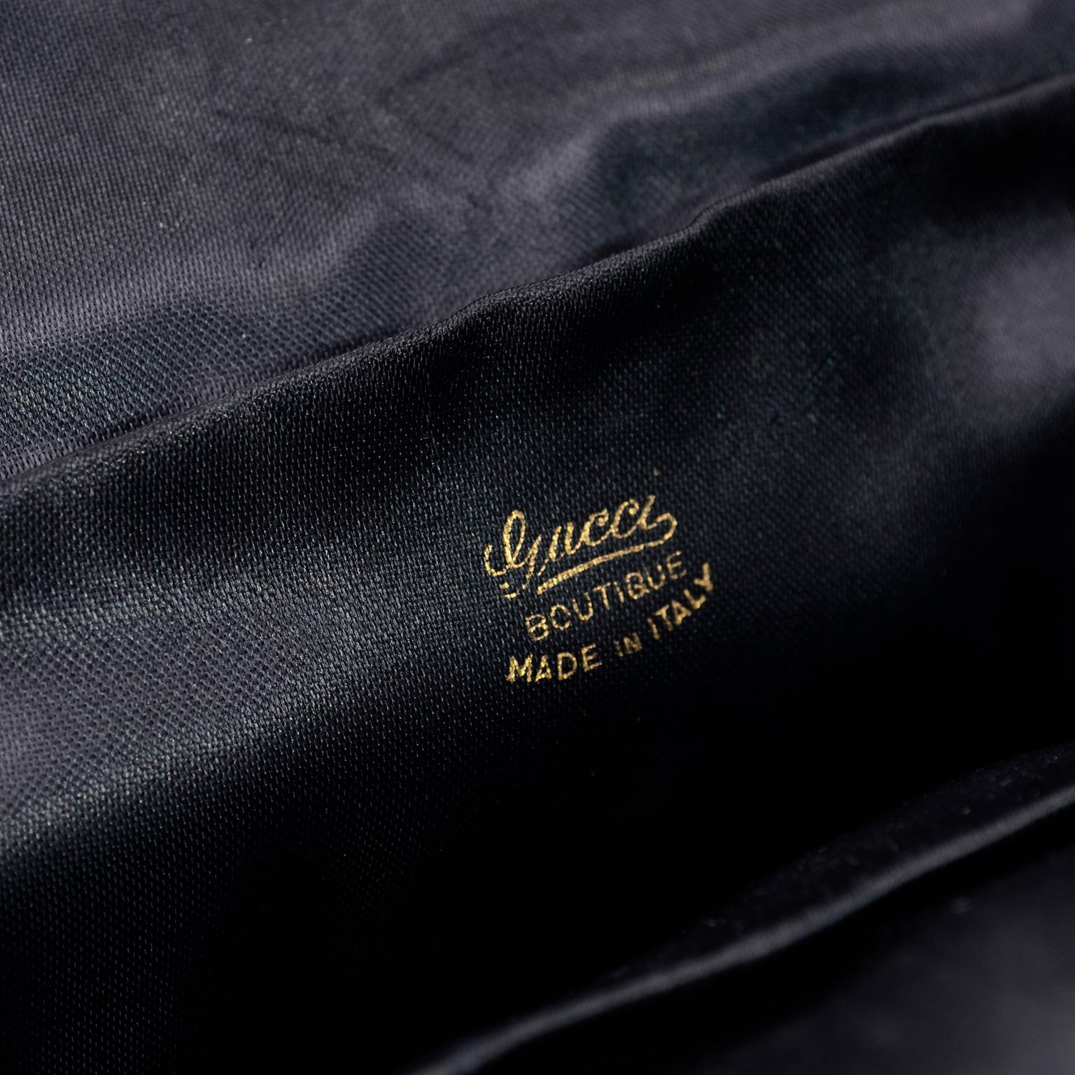 Gucci Handbag Vintage Black Velvet Evening Bag W/ Shoulder Strap 5