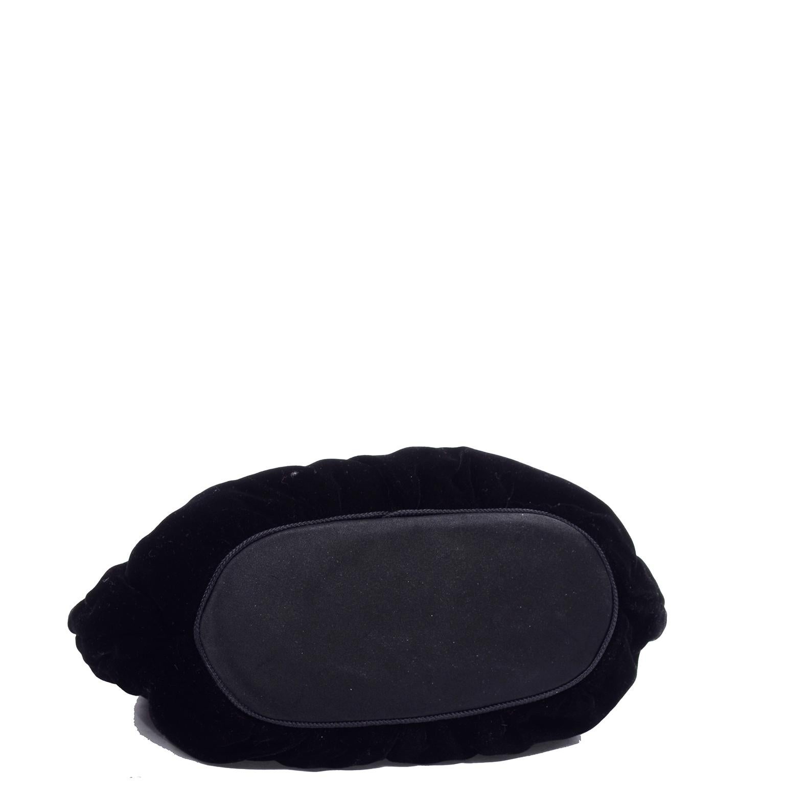 Gucci Handbag Vintage Black Velvet Evening Bag W/ Shoulder Strap 2
