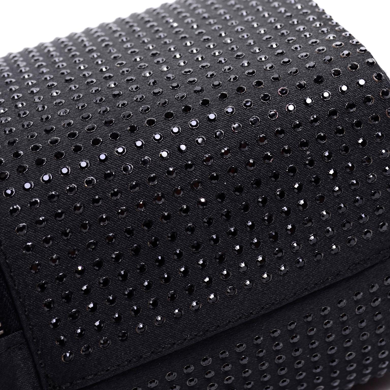 Gucci Handbag Black Satin Evening Bag With Black Crystals and Mirror 1