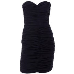 1980s Azzaro Boutique Vintage Black Strapless Bodycon Dress Size 2