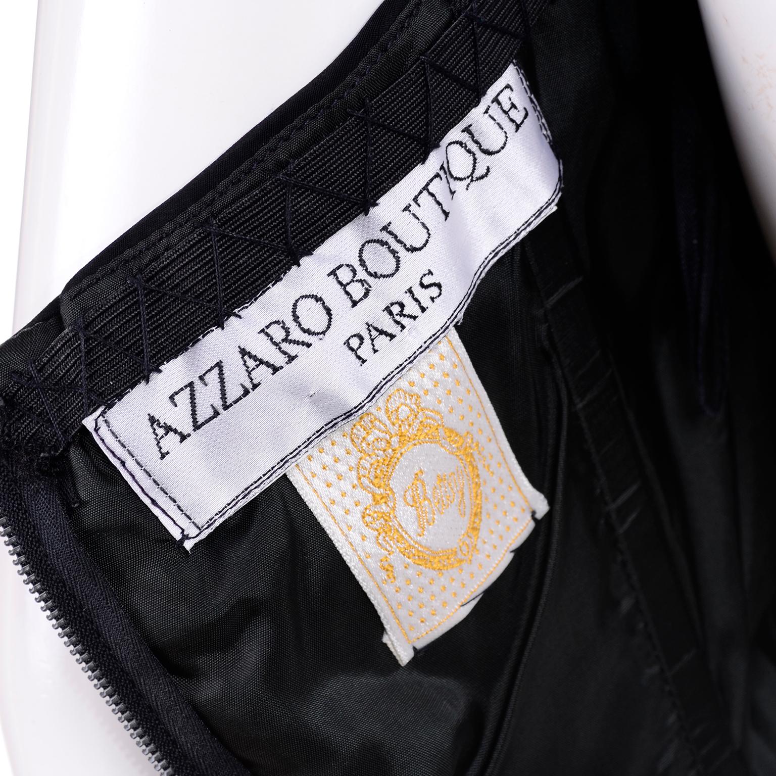1980s Azzaro Boutique Vintage Black Strapless Bodycon Dress Size 2 1