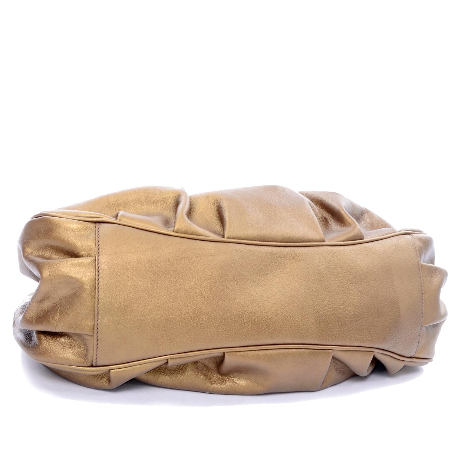 Women's Large Fendi Bag in Bronze Leather Borsa Mia Handbag w/ Shoulder Strap & Card