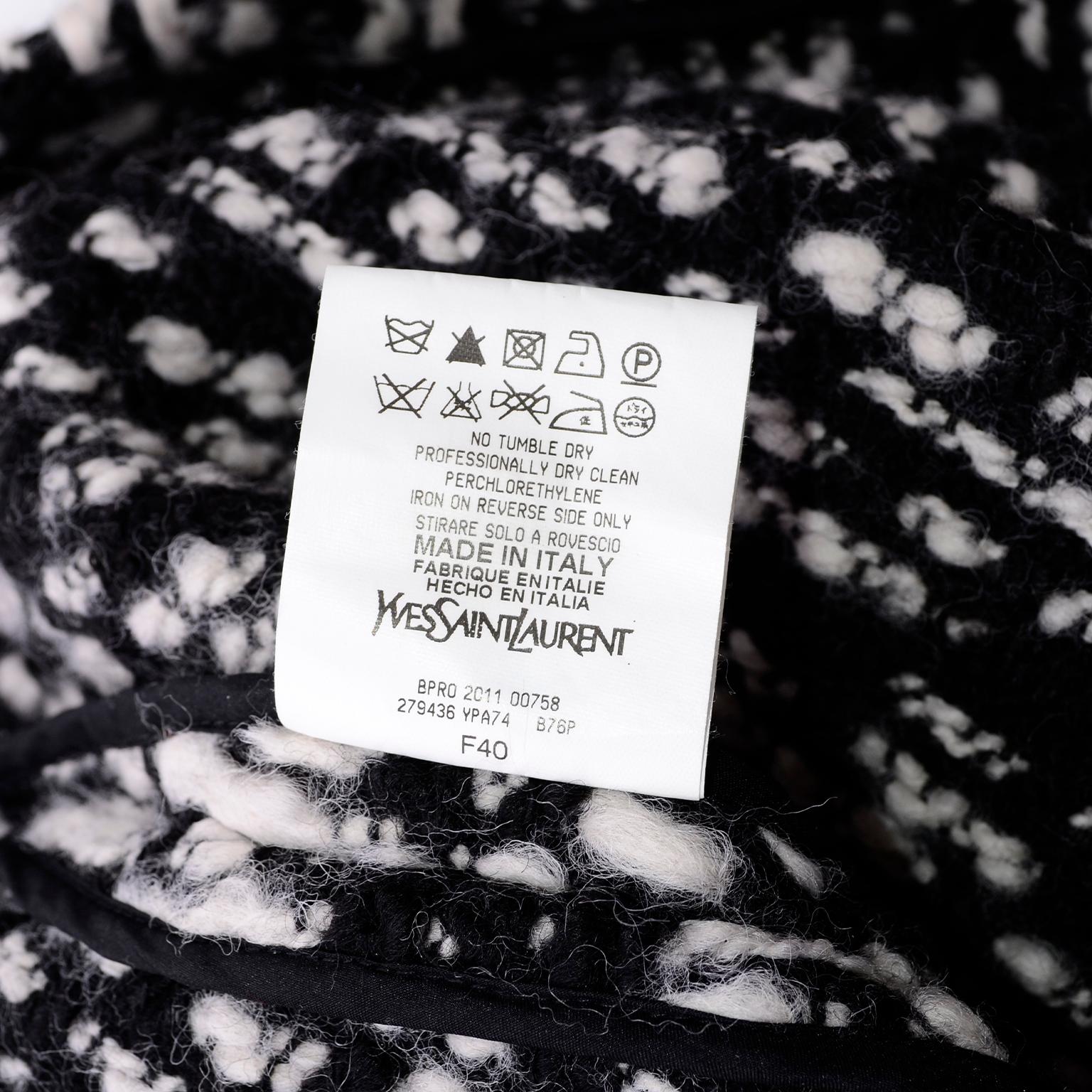 YSL Yves Saint Laurent Runway Sweater in Black and White Wool Tweed 1