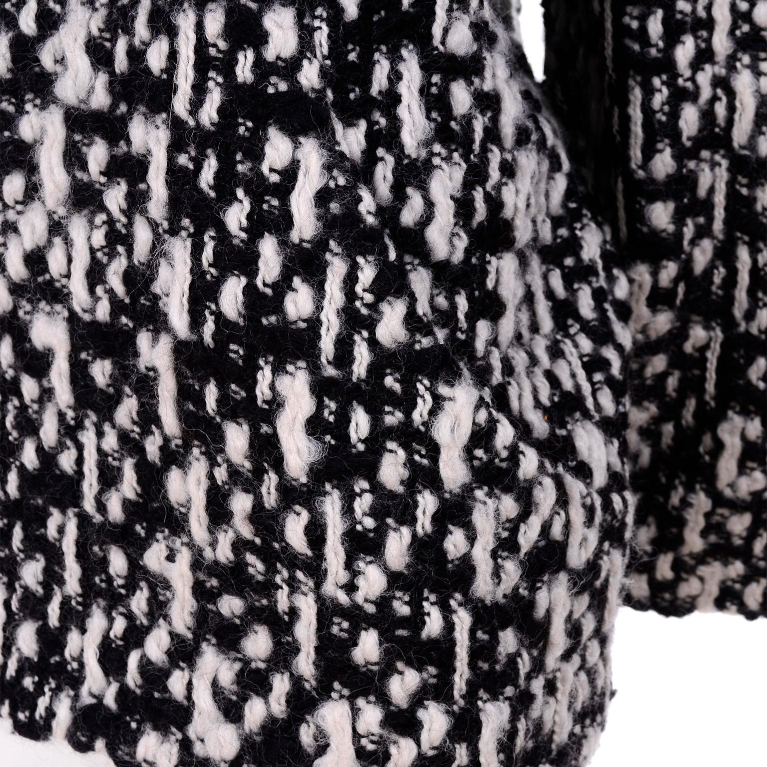 Women's YSL Yves Saint Laurent Runway Sweater in Black and White Wool Tweed