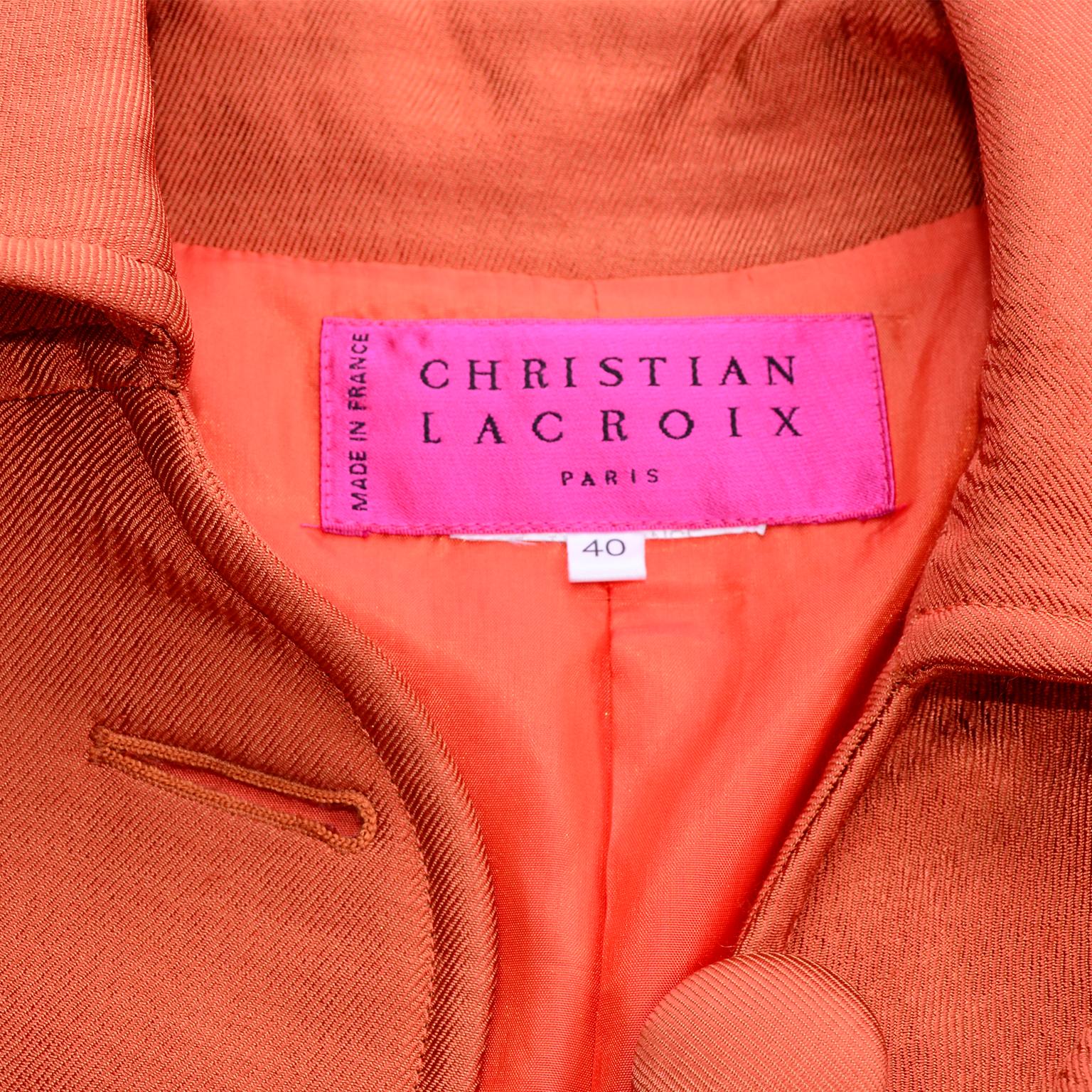 Christian Lacroix Paris Vintage Orange Jacket  For Sale 2
