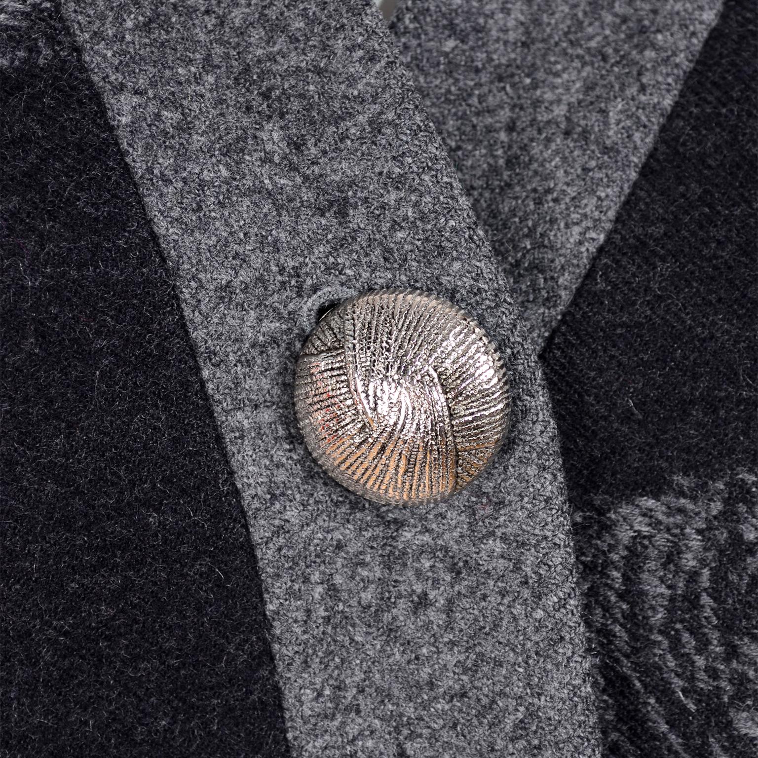 Black Nina Ricci Vintage Jacket & Skirt Suit in Rose Pattern Wool Made in France