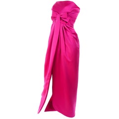 Vintage Victor Costa Shocking Pink Strapless Dress W/ Cropped Bolero Jacket
