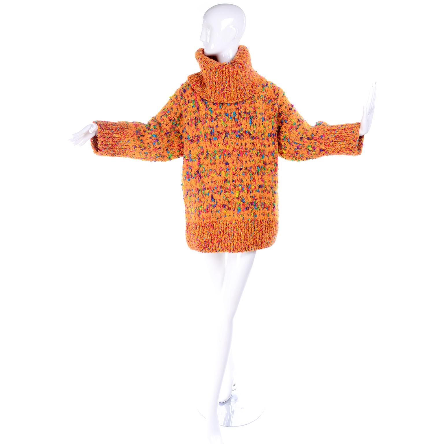 1980s Dramatic Oversized Vintage Sweater in Colorful Mohair Blend by Anne Klein 6