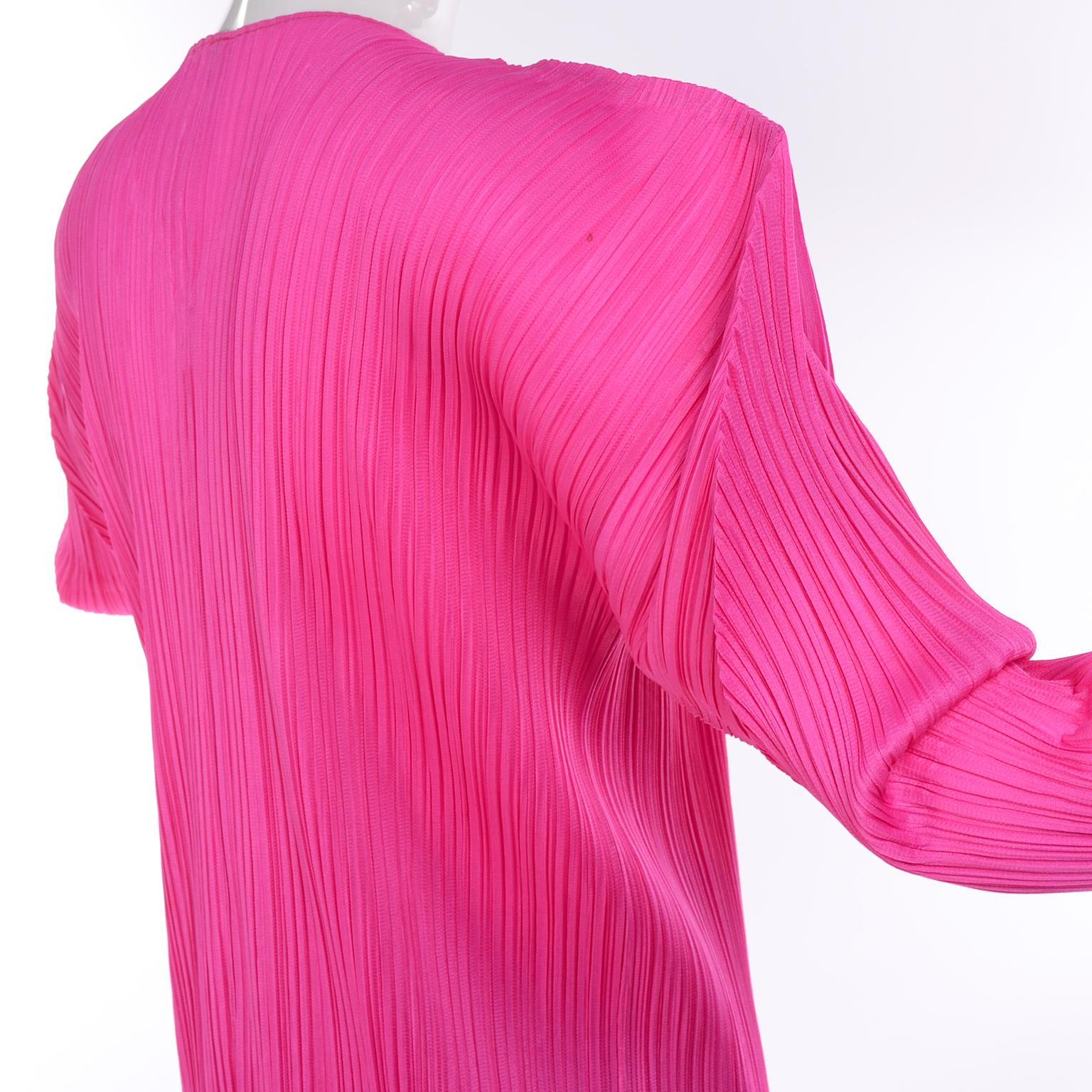 Vintage Hot Pink Issey Miyake Avant Garde Pleated Skirt and Cardigan Top 3