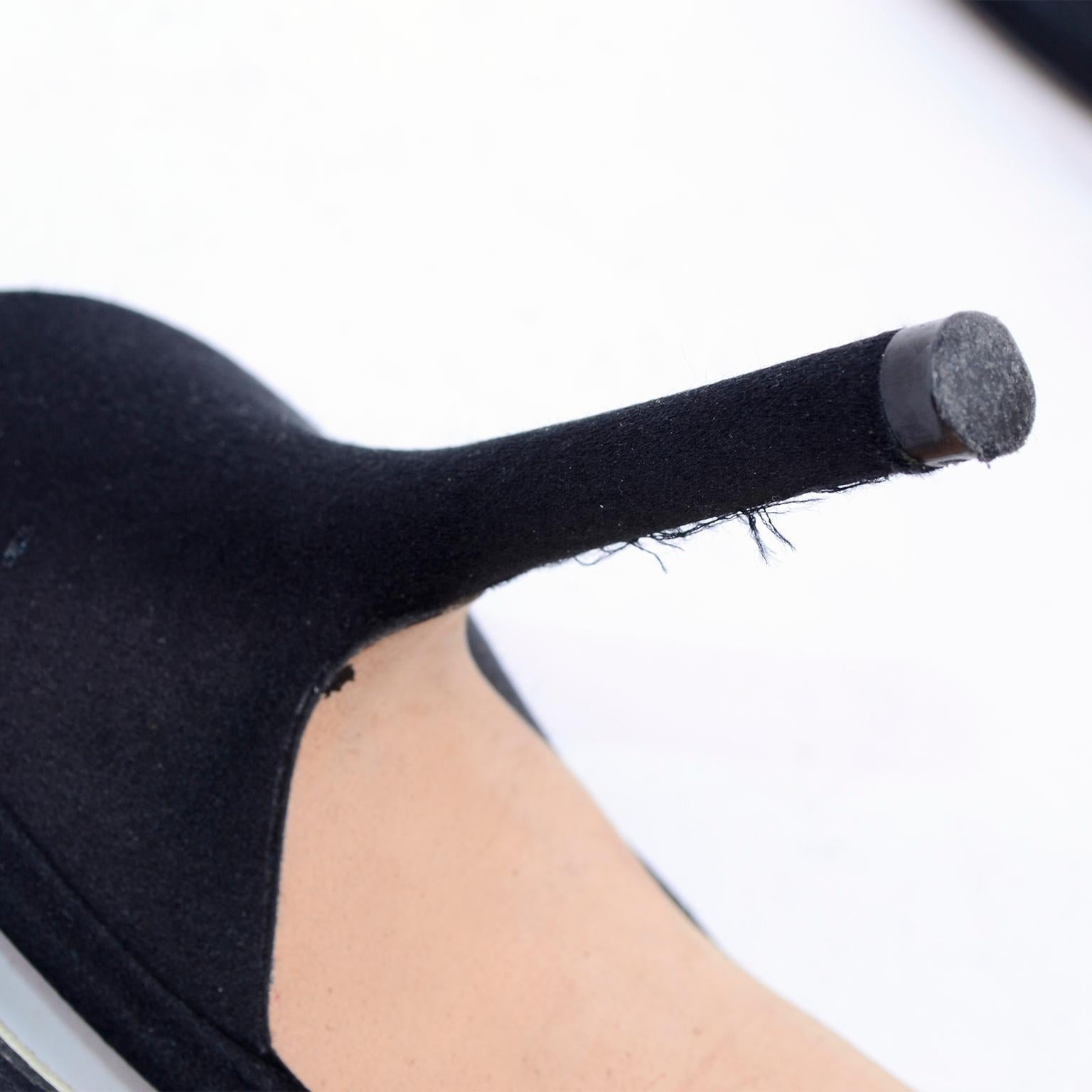 Christian Lacroix Chaussures vintage à talons noirs avec brides et strass, Taille 8,5 en vente 3