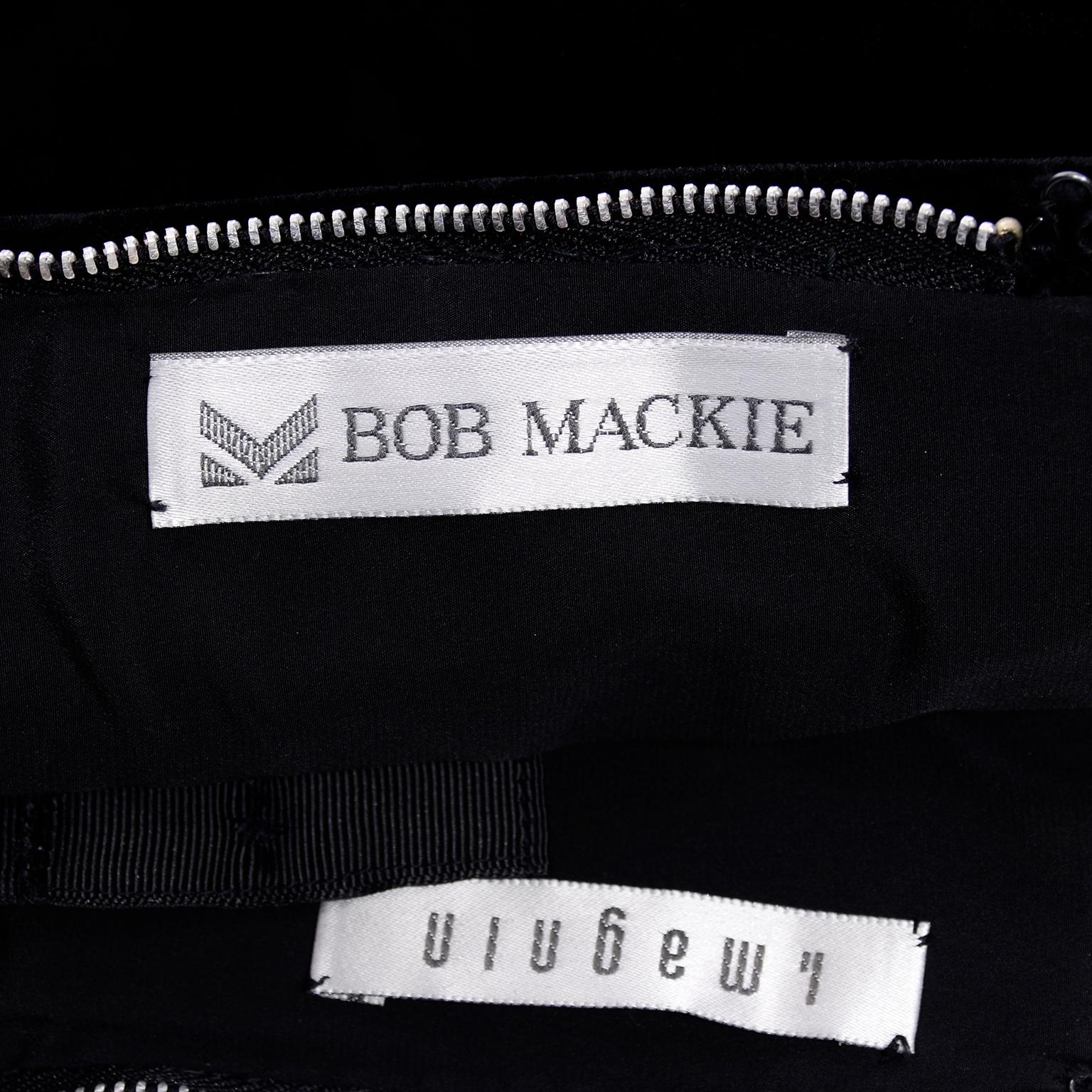 Bob Mackie - Robe corset et portefeuille vintage plongeante en velours et taffetas vert et vin en vente 13