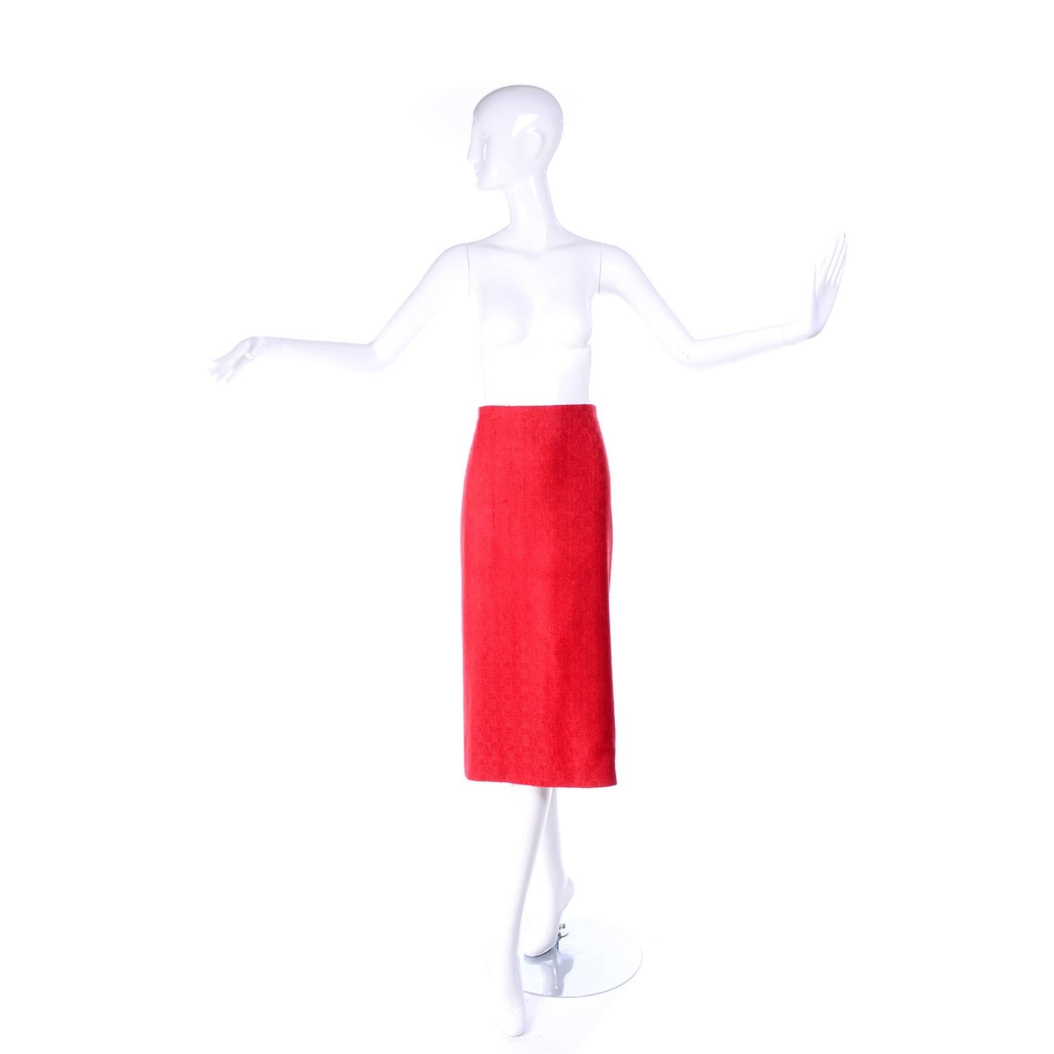 Simon Copeland London Fashion Designer Bespoke Red Skirt & Feather Jacket Suit  4