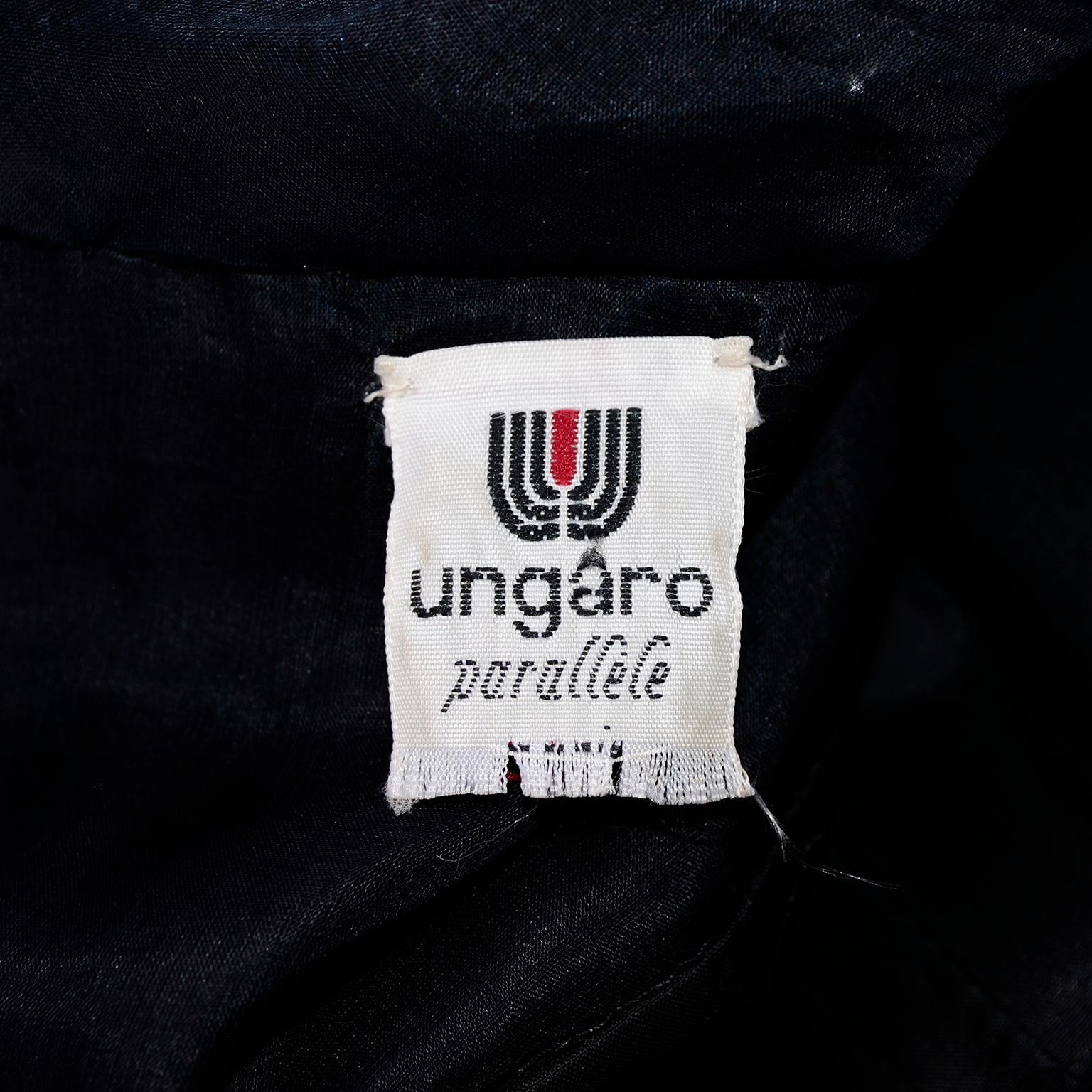 Emanuel Ungaro Vintage Black Velvet Dress W Lace Sequins Ribbons & Metallic Knit 5