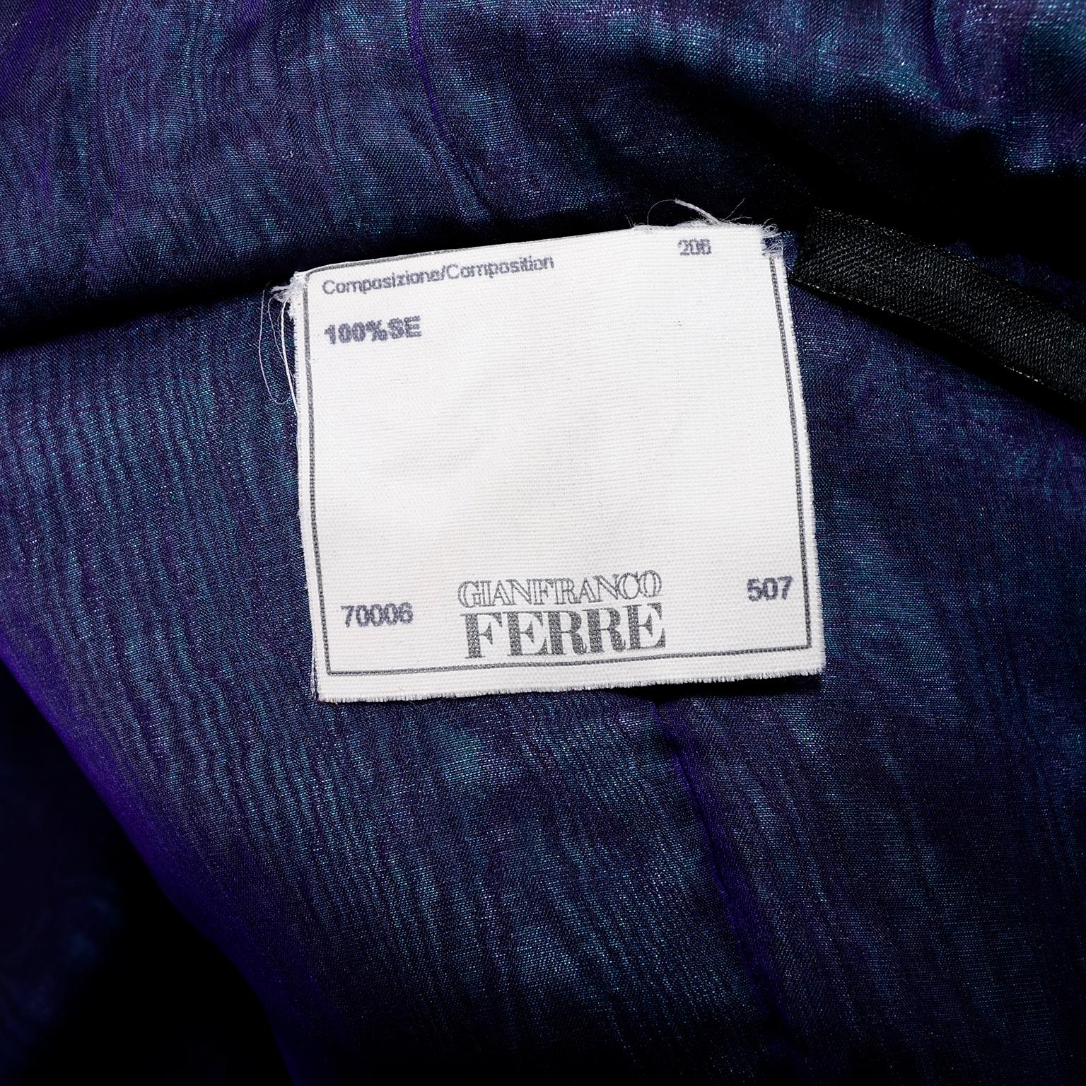Vintage Gianfranco Ferre Puffer Style Jacket  Purple Silk Coat w Dolman Sleeves For Sale 13