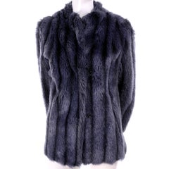 Vintage Jacket in Steel Blue Faux Fur Size 6/8 Winter Coat