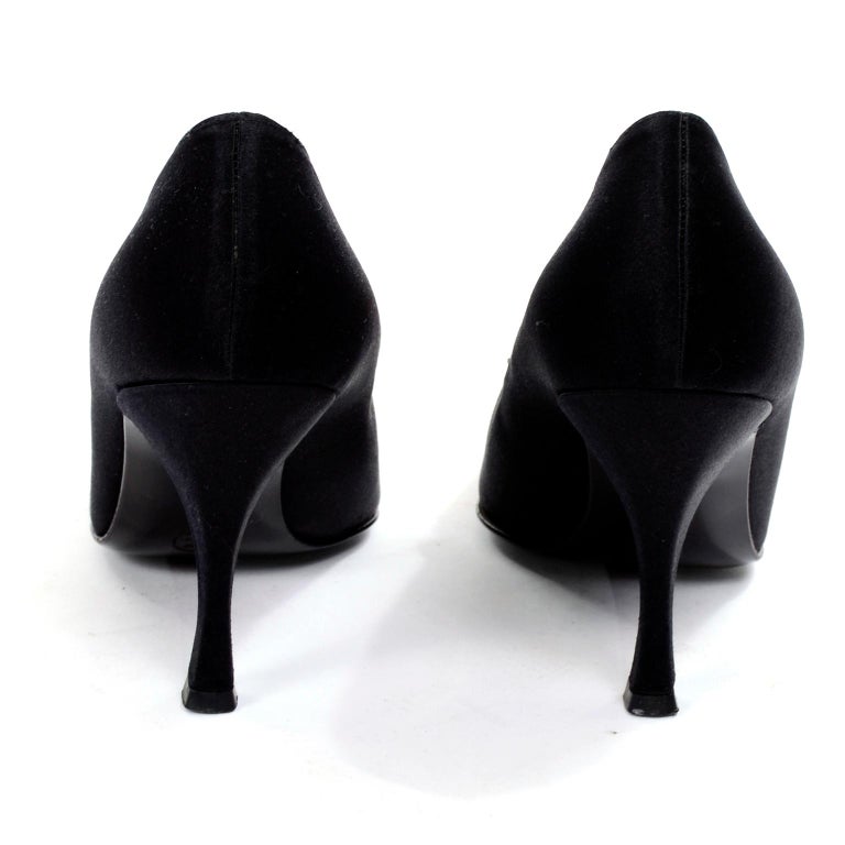 Christian Dior Souliers Vintage Black Satin Beaded Shoes Size 8 W/ Bag ...