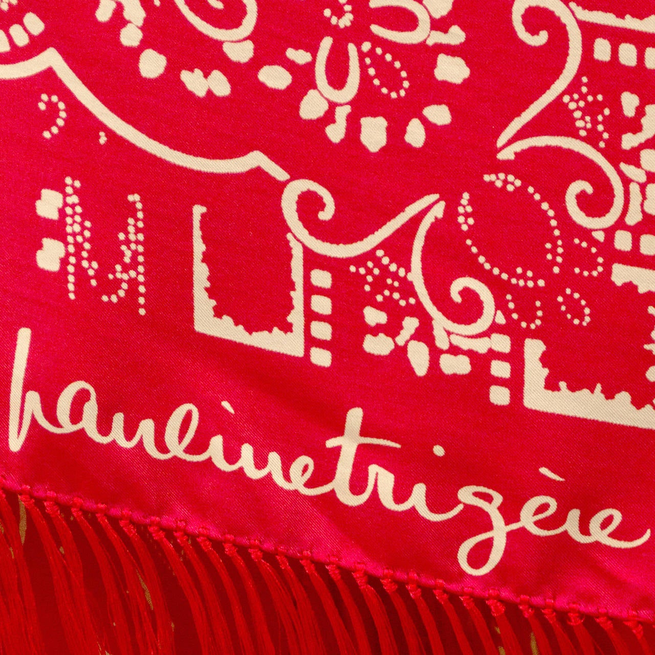1970s Rare Pauline Trigere Vintage Dress Red Silk Exotic Fringe Signed  3