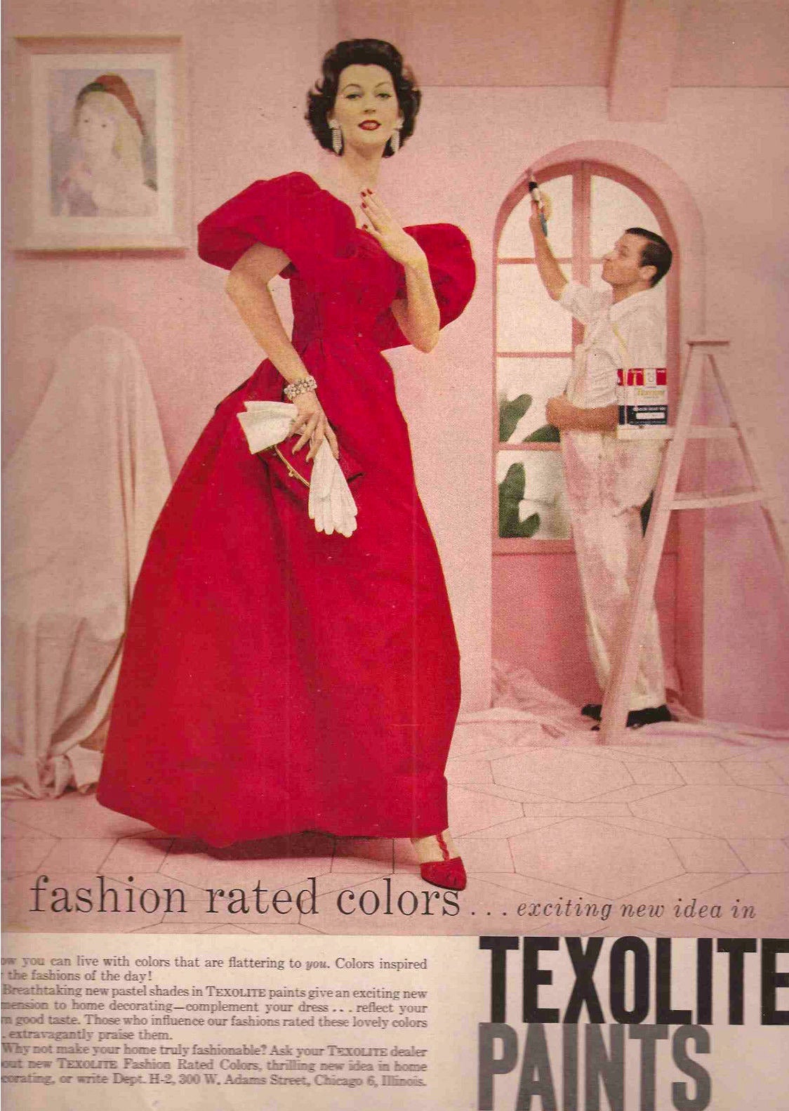 Rosalie MaCrini 1950's red satin formal vintage dress 1