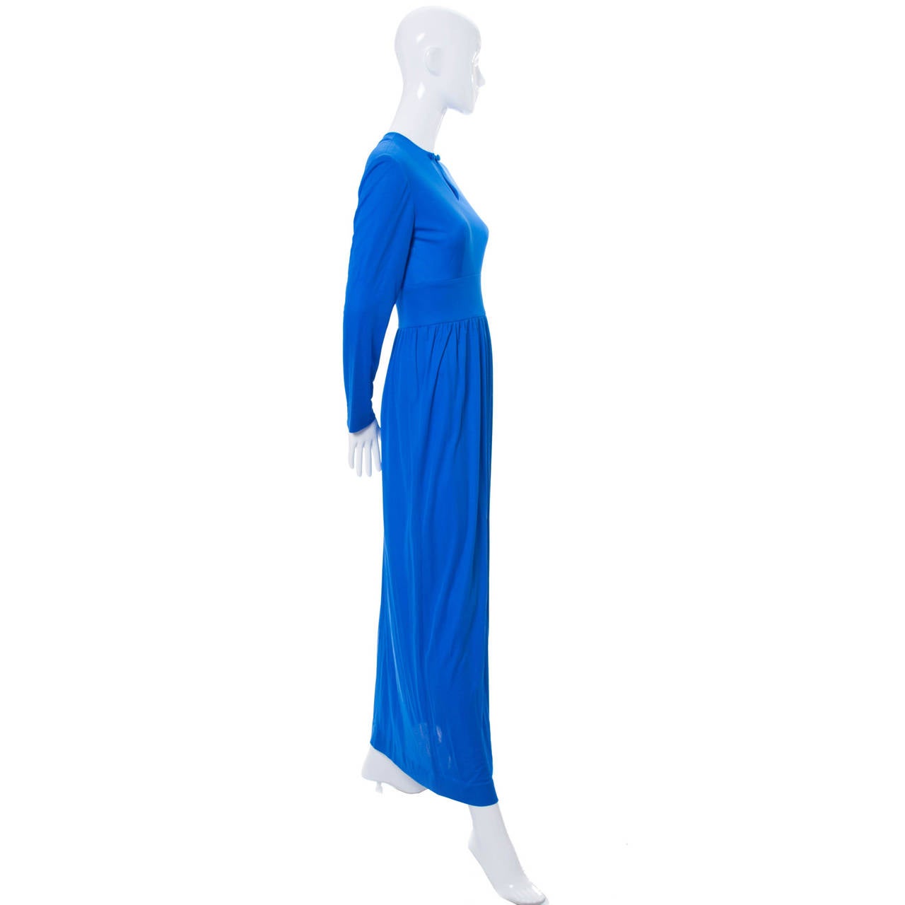 Vintage Emilio Pucci Silk Long Dress 1960s Italy Blue Maxi 3