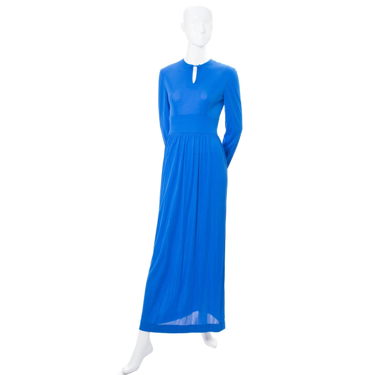 Vintage Emilio Pucci Silk Long Dress 1960s Italy Blue Maxi 2