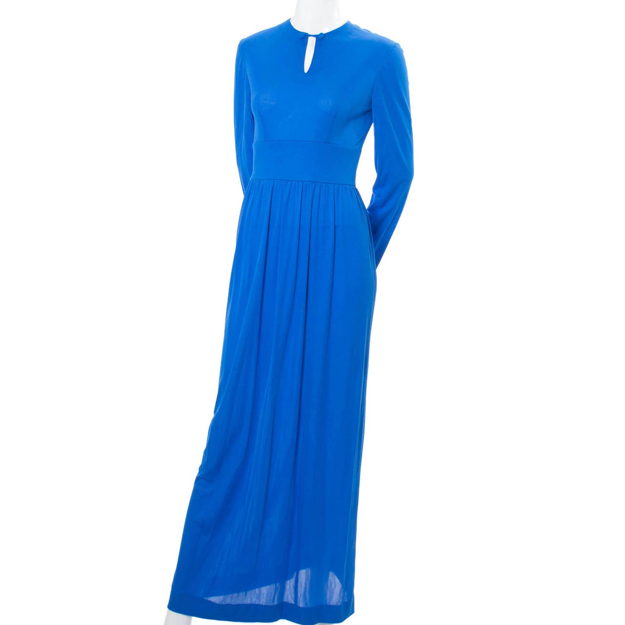 Vintage Emilio Pucci Silk Long Dress 1960s Italy Blue Maxi 1