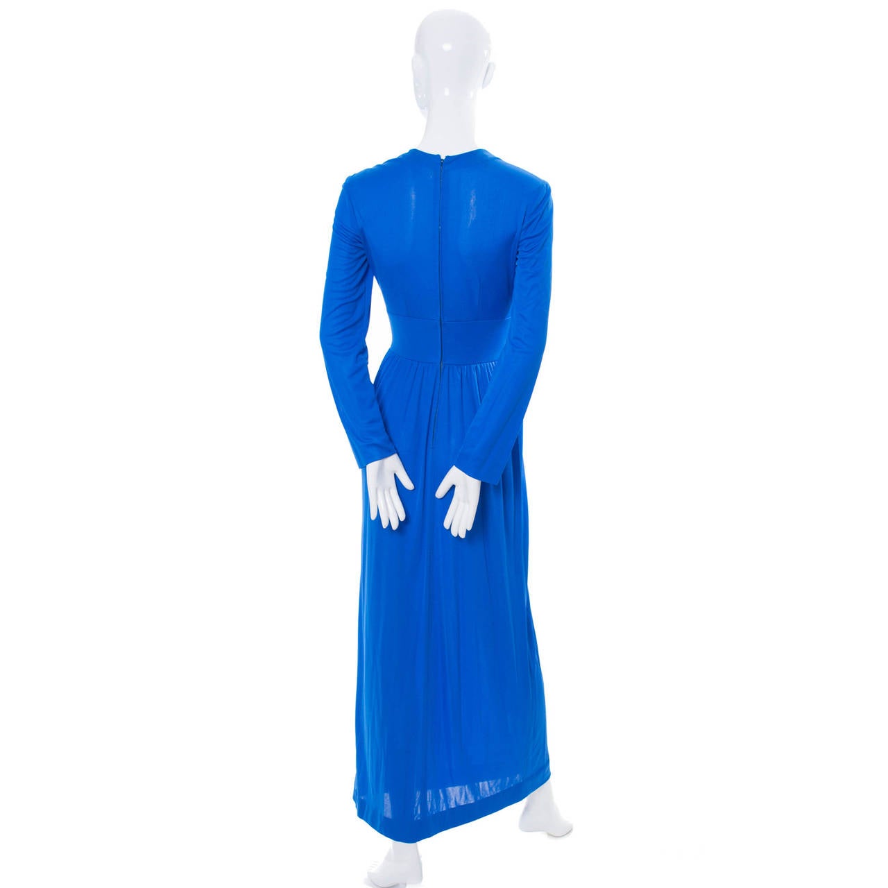 Vintage Emilio Pucci Silk Long Dress 1960s Italy Blue Maxi 4