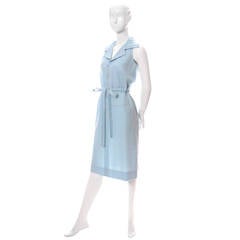 Givenchy Nouvelle Boutique - Robe et manteau rayé bleu vintage, années 1970