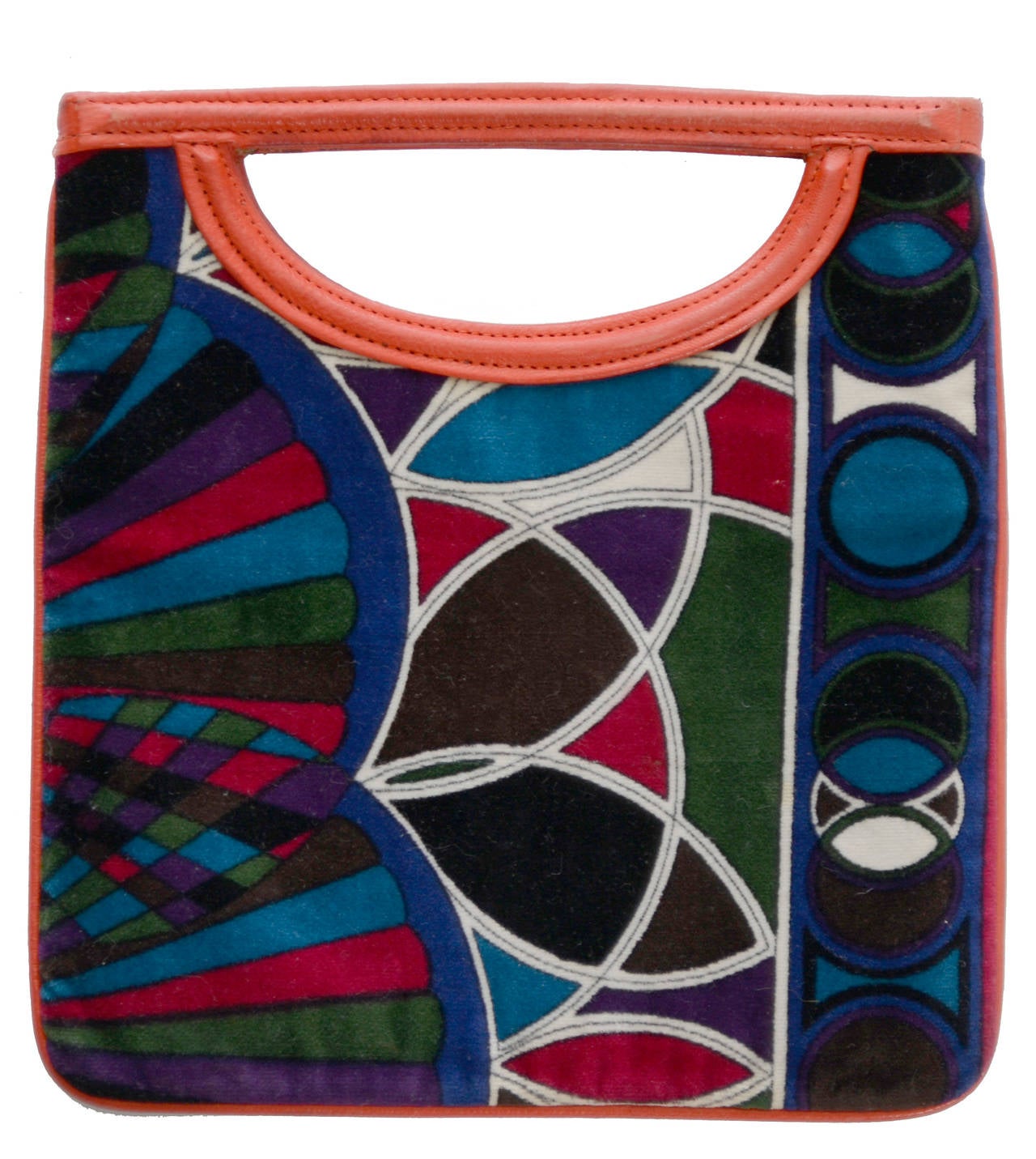 Women's 1960s Rare Emilio Pucci Jana Vintage Velvet Handbag Mod Geometric OpArt Rare Bag