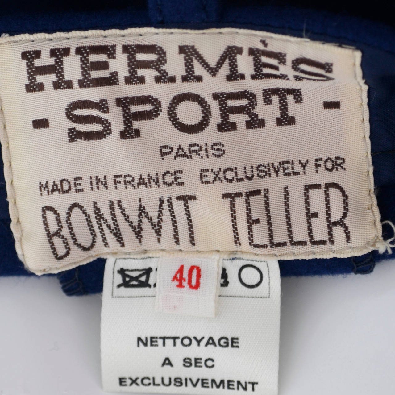 1970s Blue Vintage Hermes Pants Never Worn White Belt Bonwit Teller 3