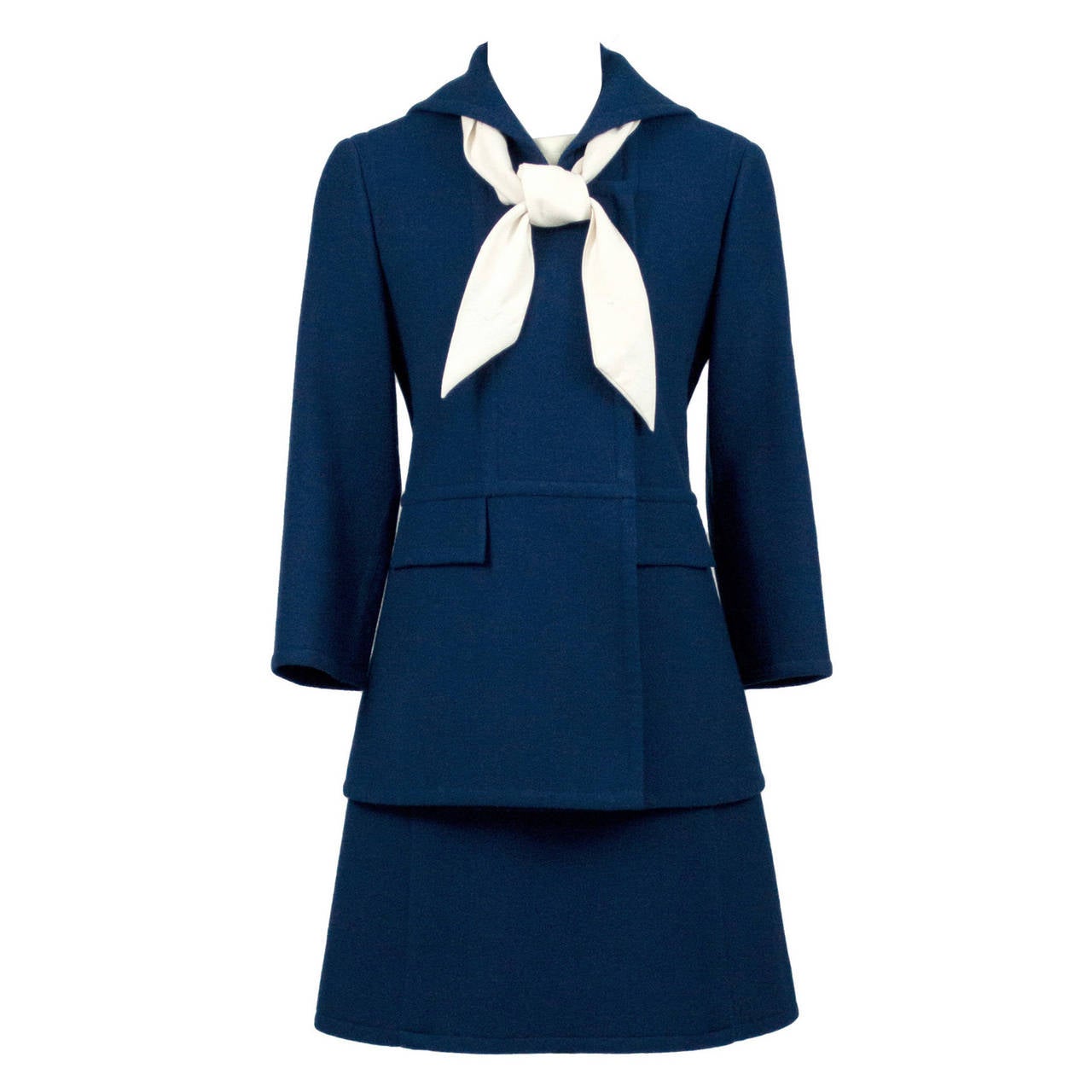 Nina Ricci 1960
s Mod Structured Vintage Dress and Coat Suit Ensemble