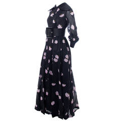 Rare Vintage Geoffrey Beene Floral Dress Designer 1960s Pink Flowers 9