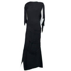 Rare Custom Gilbert Adrian Vintage Dress 1940s Black Fringe Formal Evening Gown
