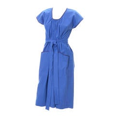 Yves Saint Laurent Rive Gauche YSL Vintage Dress 1970s Blue Peasant As New 5