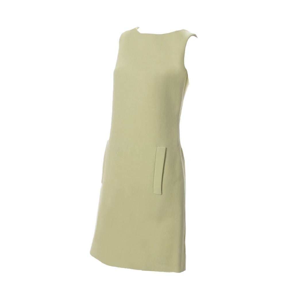 1960s Vintage Norman Norell Sleeveless Green Shift Dress