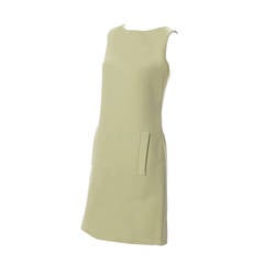 1960s Vintage Norman Norell Sleeveless Green Shift Dress 1