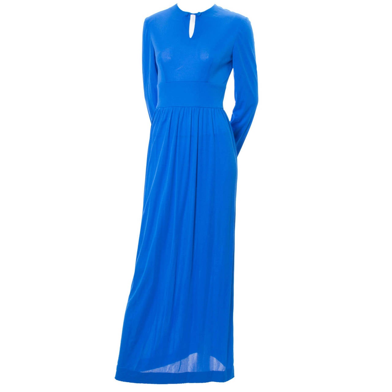 Vintage Emilio Pucci Silk Long Dress 1960s Italy Blue Maxi