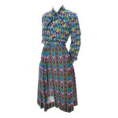 1970s YSL Vintage Dress Yves Saint Laurent 2 pc Silk Skirt Blouse Mint Condition