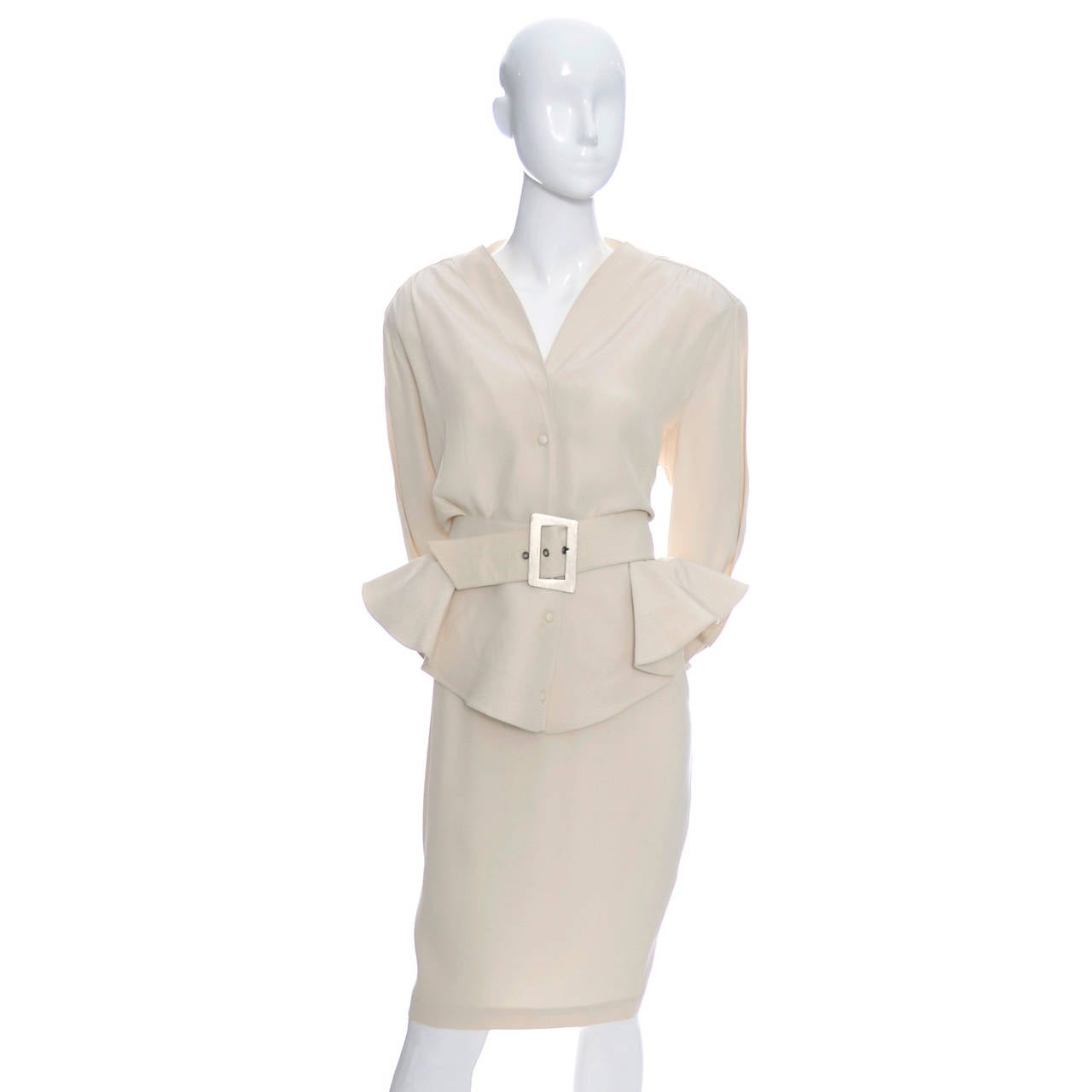 Thierry Mugler Vintage Skirt Suit Peplum Jacket Blazer 1980s 1