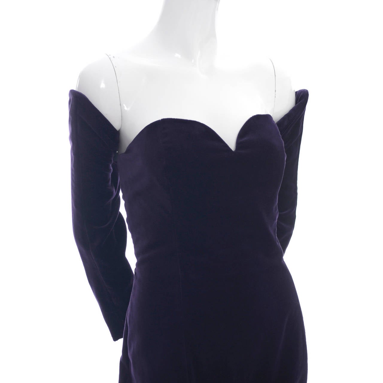 Travilla Purple Velvet Vintage Cocktail Dress Detached Sleeves Opera ...