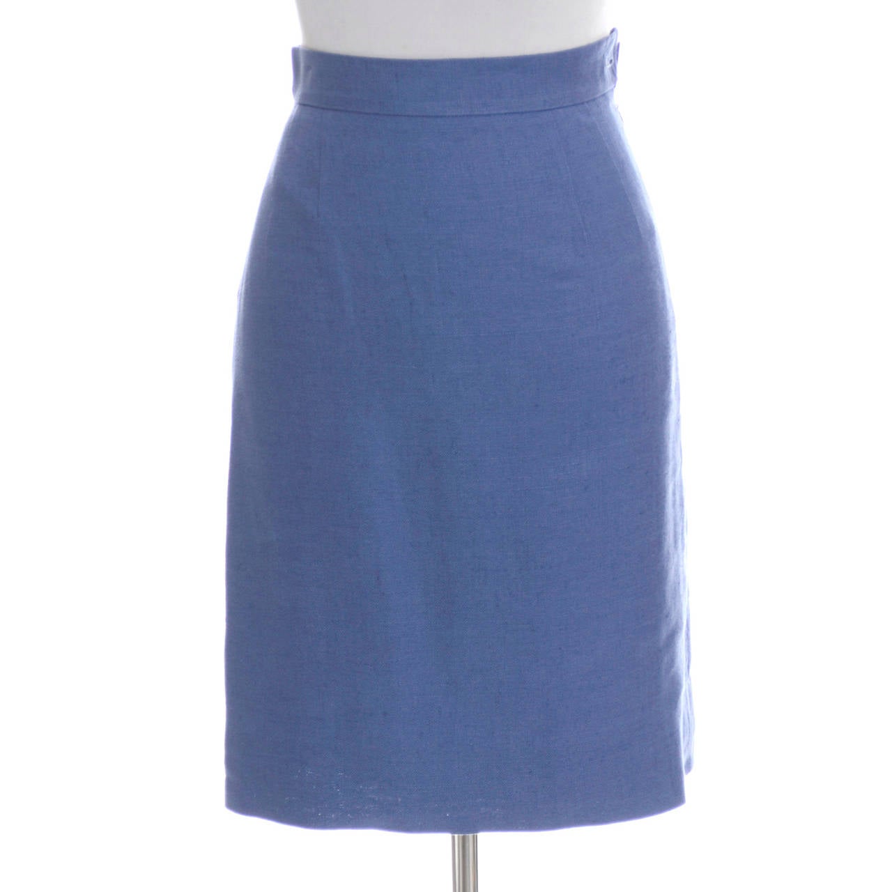 Vintage Valentino Boutique Blue Linen 2 pc Skirt Suit For Sale at ...