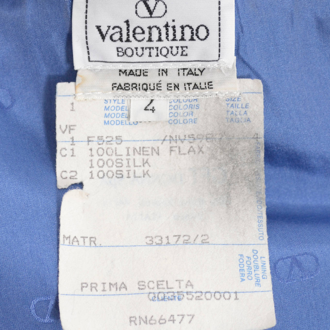 Vintage Valentino Boutique Blue Linen 2 pc Skirt Suit For Sale at