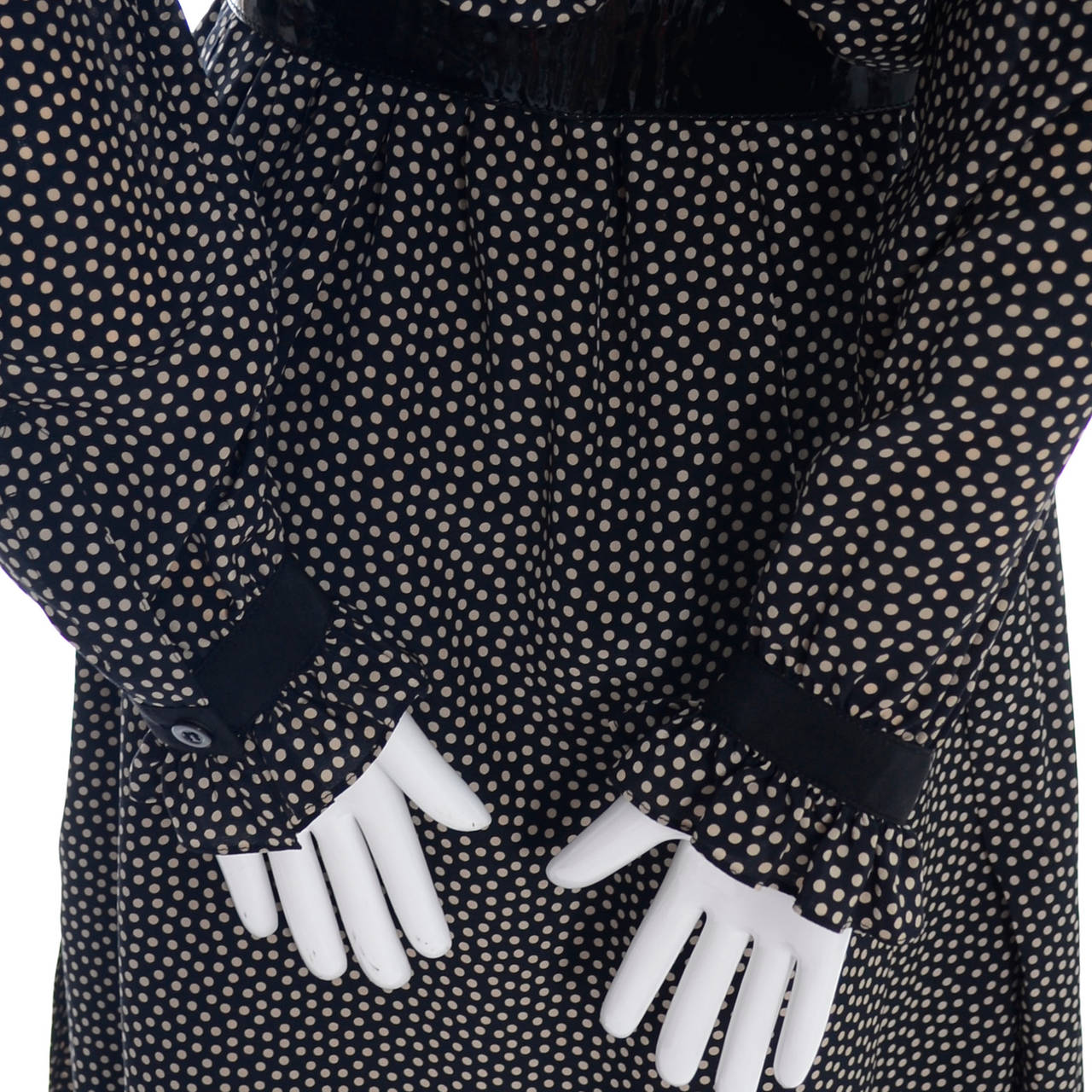 1970s Yves Saint Laurent Rive Gauche YSL Vintage Dress Silk Polka Dots Bow 1