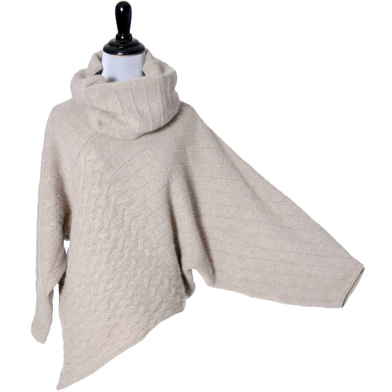 Gray Gianni Versace Vintage Sweater Wool 2 Pc Shawl Collar Scarf Asymmetical